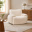 Fauteuil rembourré en chenille beige doux pour la peau, doté d'un siège large et profond et d'une conception douce et non structurée - un fauteuil à une place idéal pour se détendre et lire à la maison.