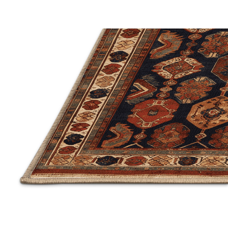 Machine Washable Persian Brown Area Rug, Round 5'