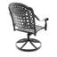 L'ensemble de salle à manger en aluminium coulé 7 pièces 7 pièces comprend 2 chaises pivotantes, 6 chaises et une table rectangulaire avec cadre noir