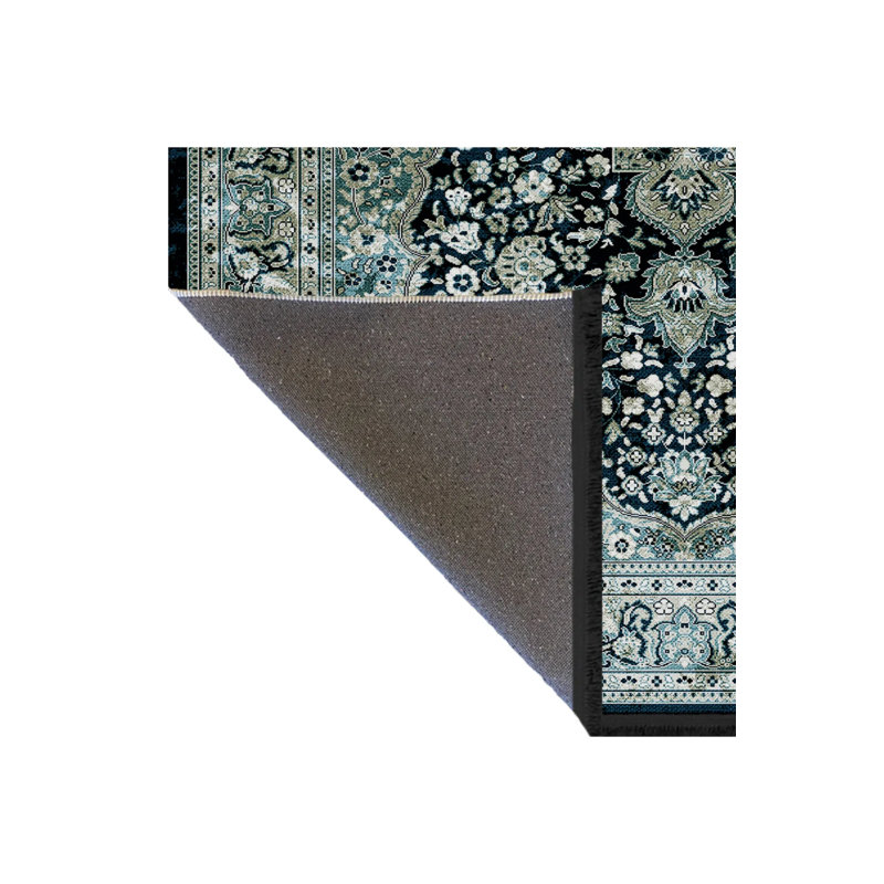 Tapis décoratif vert à motif floral, Rectangle 4 pi 7,12 po x 6 pi 6,74 po