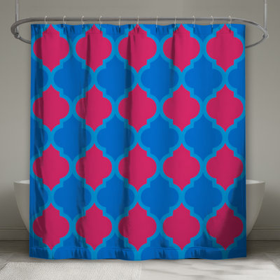 Rideaux de douche à treillis bleu extra longs
