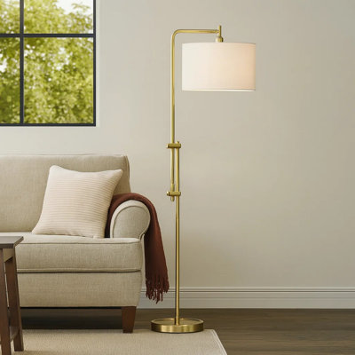 Polo Floor Lamp, Arc Design, 64 Inch, Metal Frame, Ivory Shade