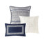 Édredon 7 pièces bleu marine - très grand literie de luxe avec, rayures, coussins décoratifs lavables, machine
