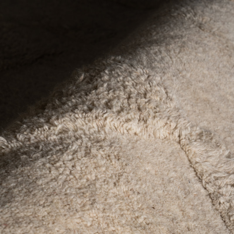 Flaviana Modern Solid Wool Area Rug, Beige, Rectangle 3' x 5'