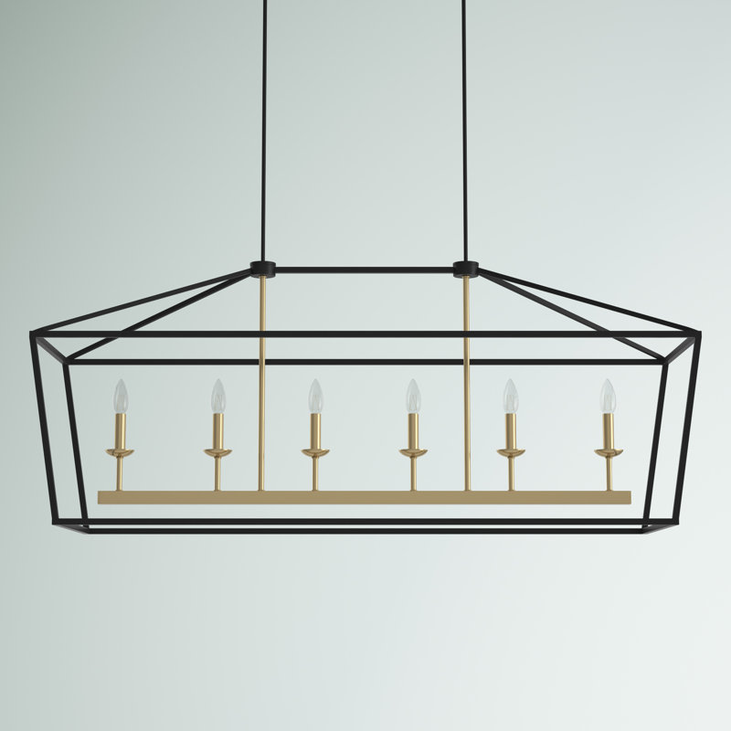 Abrianna 6 - Light Kitchen Island Pendant, Black/Brass Dust