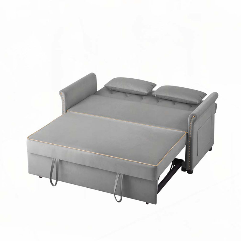 Canapé-lit convertible en velours, Gris