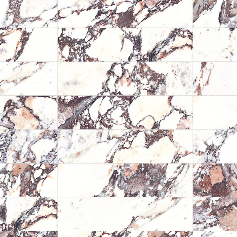 Touche 2-7/8 In. X 11-3/4 In. Porcelain Floor And Wall Tile, Red/White
