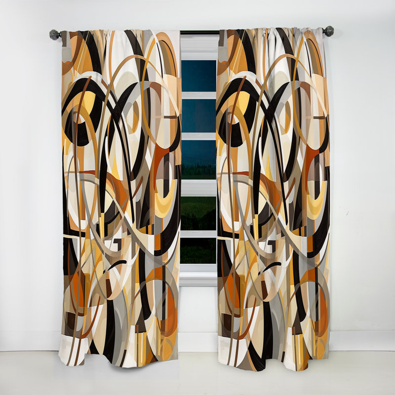Mid Century Artistic Transformations I - Rideau Mid-Century - Velours obscurcissant - 1 panneau, 52" W x 120" L