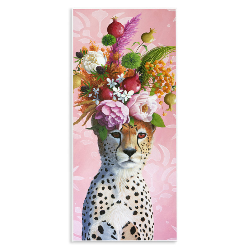 «Serious Cheetah & Florals», plaque murale par Heather