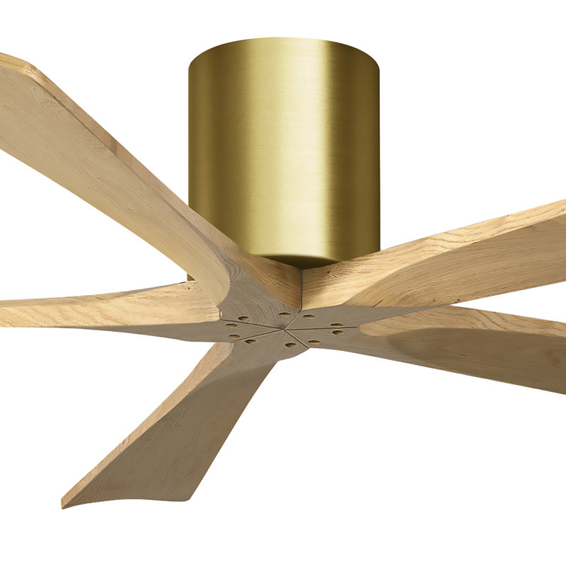 60" Irene 5-Blade Hugger Ceiling Fan with Wall Remote, 60", Polished Chrome, Light Maple Tone