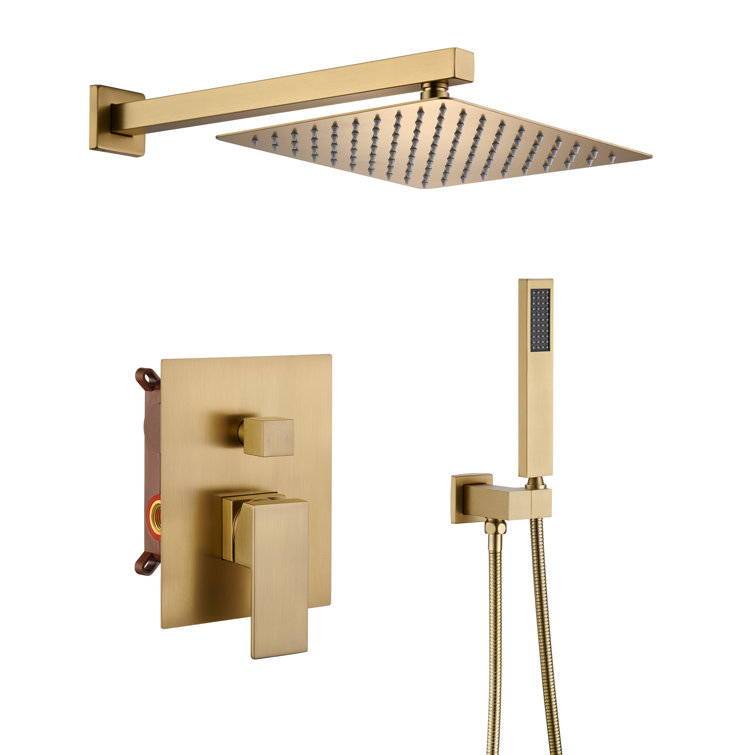 Calder 2 Functions Wall Mounted Square Shower System in Brushed Gold