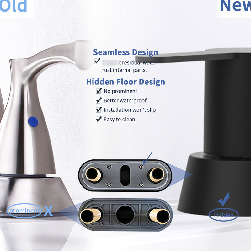Rv Bathroom 2 Handles Matte Black Faucet - Solid Brass For Longevity And Durability Precise Control Stainless Steel Deck Mount Effortless Setup Comprehension Body Contemporary Simple Install