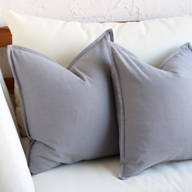  Housse de coussin en coton uni, Gris