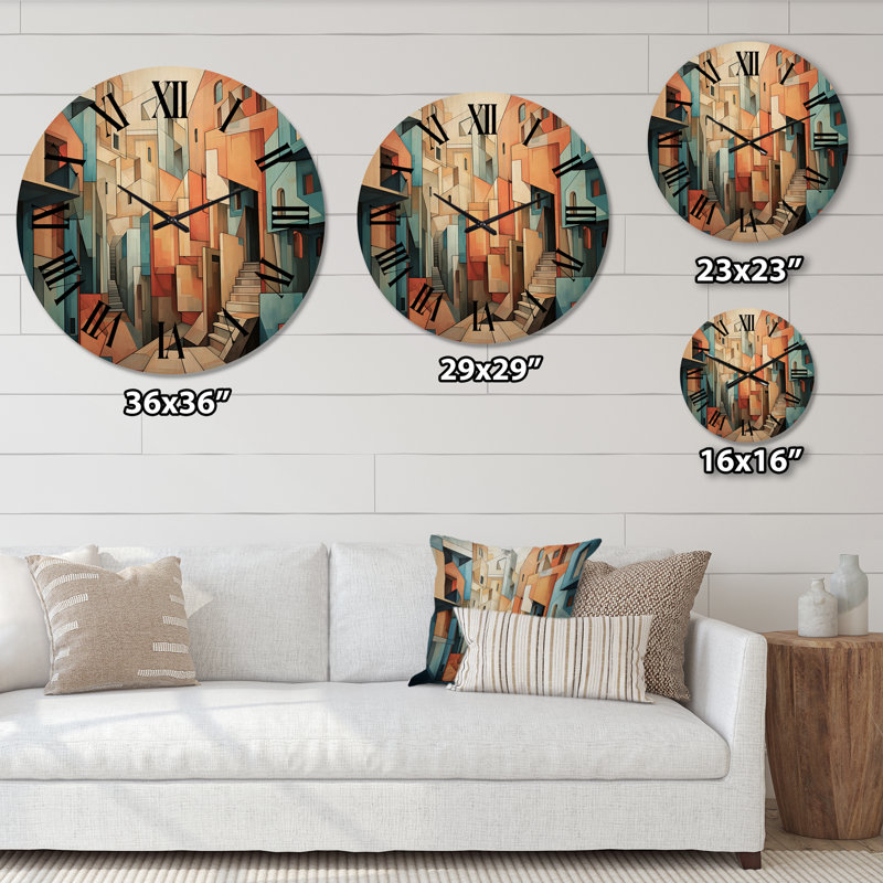 Horloge murale en bois massif Waqar, Très grand