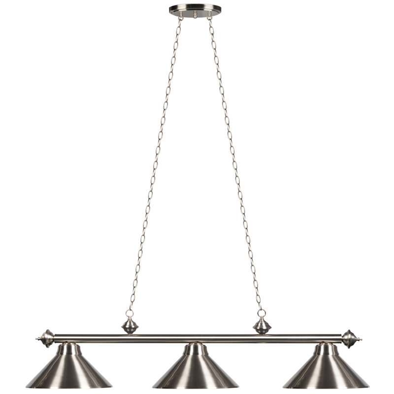 Bowdon 3 - Light Pool Table Linear Pendant By RAM Game Room, Stainless Steel
