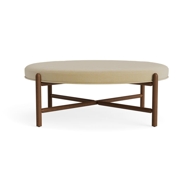 Vane 48" Round Ottoman, Walnut, Khaki