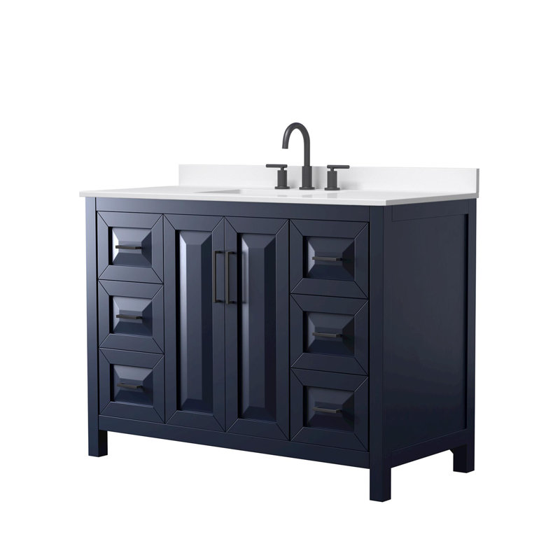 Daria 48'' W Vanity, Matte Black, Blue, White Quartz