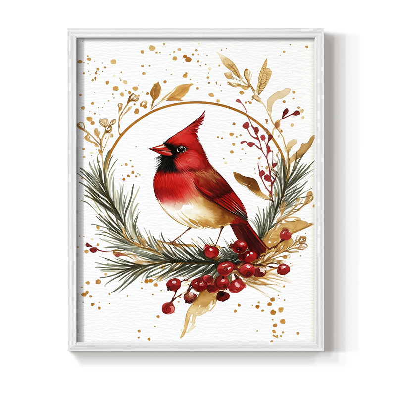 «Christmas Holiday Art CMXCVII», reproduction d'art encadrée - bois massif, H 30 po x l 24 po, Blanc