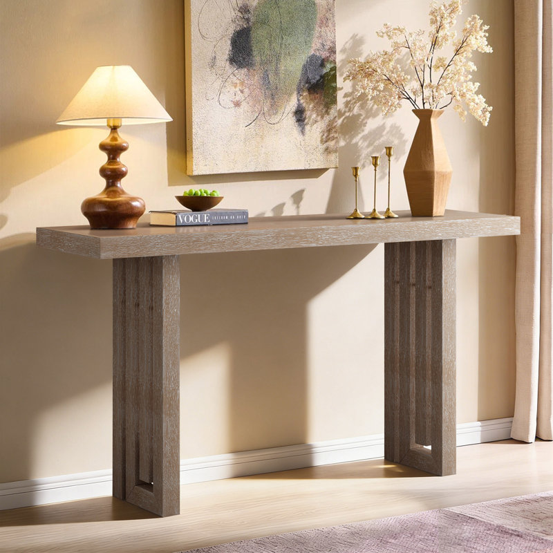 Console moderne de 59 po, table de vestibule étroite, Naturel
