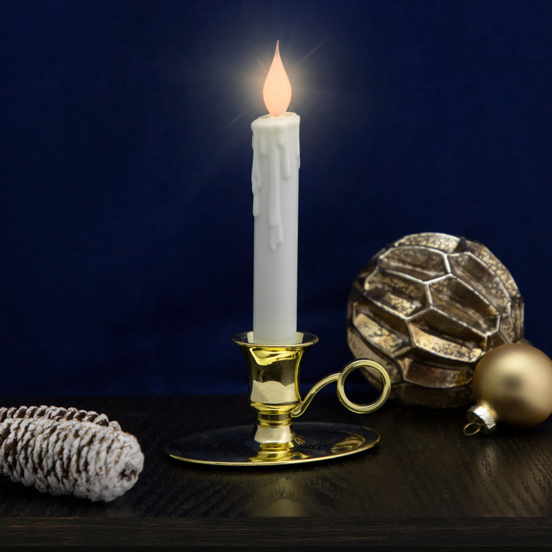 Lampe bougie de Noël 8 po pré-éclairée avec lumière blanche et base ovale 8 po