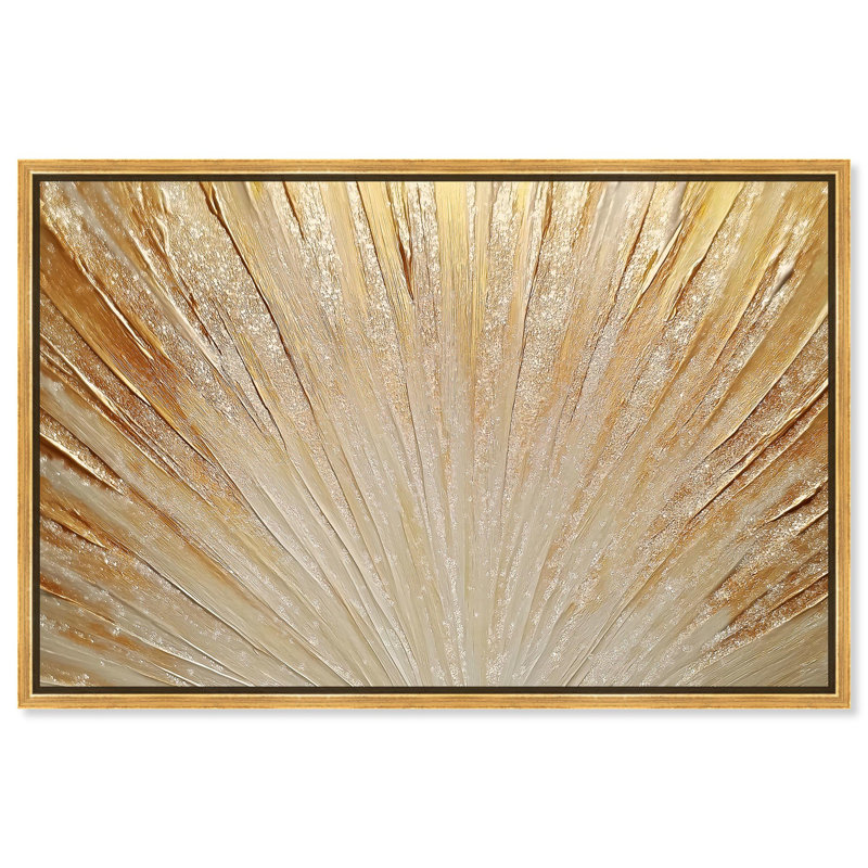 Art Remedy, toile glamour élégante, éclats auriques I, H 21 po x l 31 po, Cadre flottant doré