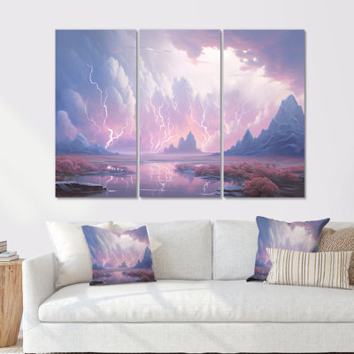 «Kawaii Lightning Landscape I - Lightning», ensemble d'art mural