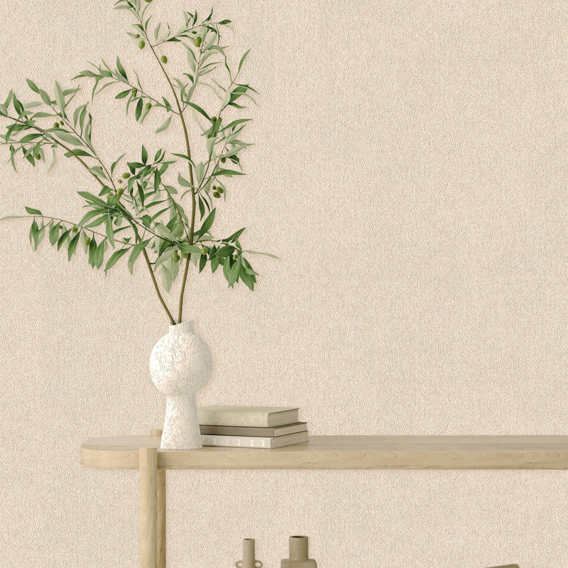 Earth Collection Textured Fibre Effect Wallpaper Roll, Beige