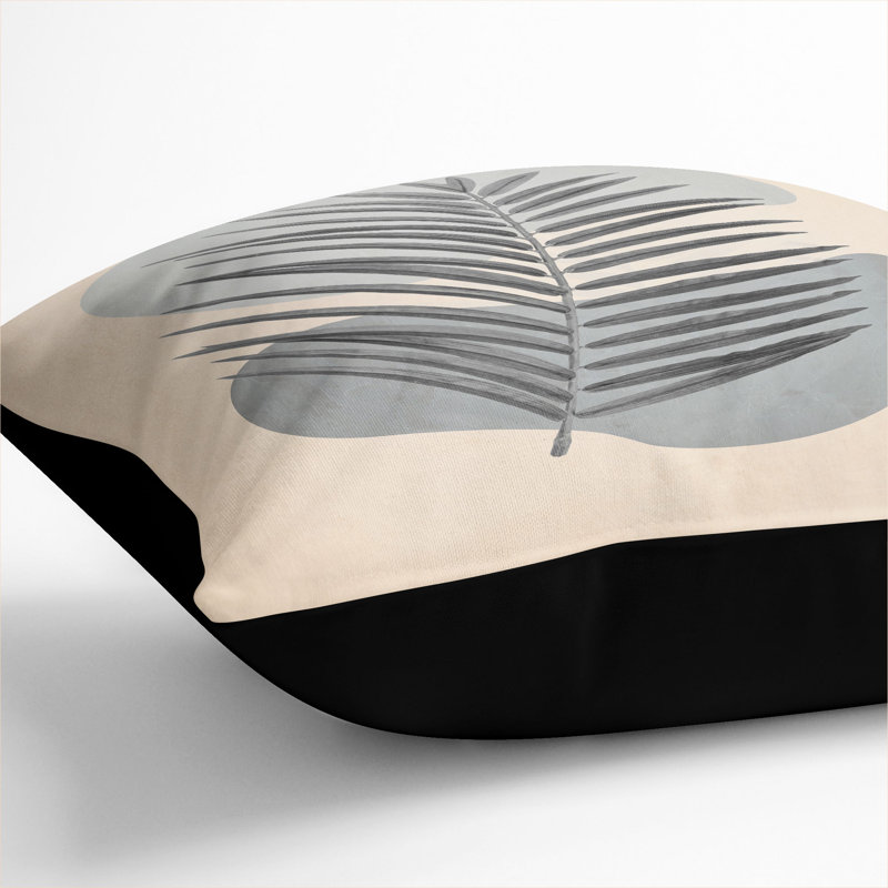 Botanical Rock Composition Square Throw Cushion, 55cm H x 55cm W x 20cm D, Black