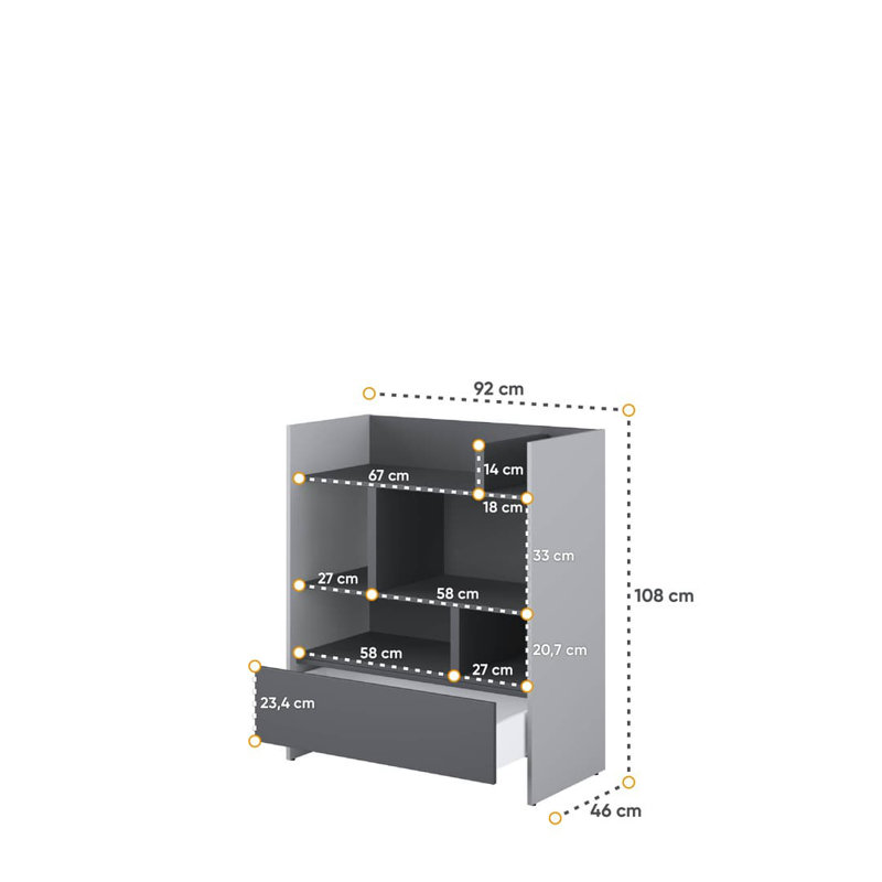 Moxen 108cm H x 92cm W Standard Bookcase, Grey