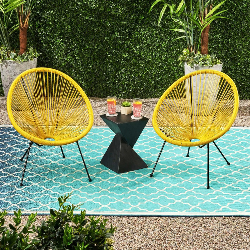 Chaises de salle à manger d'extérieur 2 pièces ANson, design durable à usage quotidien, jaune, Jaune