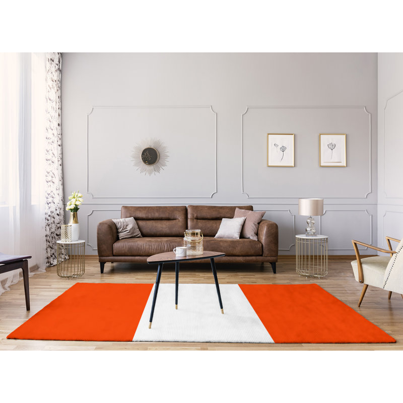 Tapis à rayures orange national hockey, Rectangle 9 pi x 12 pi
