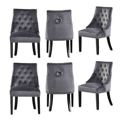 Scott Velvet Dining Chairs - Ergonomic Scoop Knockerback and Solid Wood Legs - Tufted Side Chair for Dining Room Kitchen Living Room