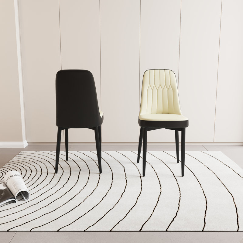 Chaise polyvalente de style Mid-Century - Dossier incurvé, confort ergonomique pour la maison, 2, Beige