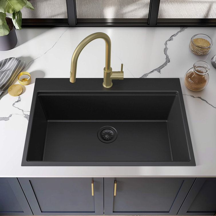 33'' L Drop-In Single Bowl Quartz Composite Kitchen Sink