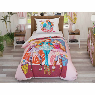 Ensemble de housse de couette 100% coton rose / rouge / bleu 3 pièces