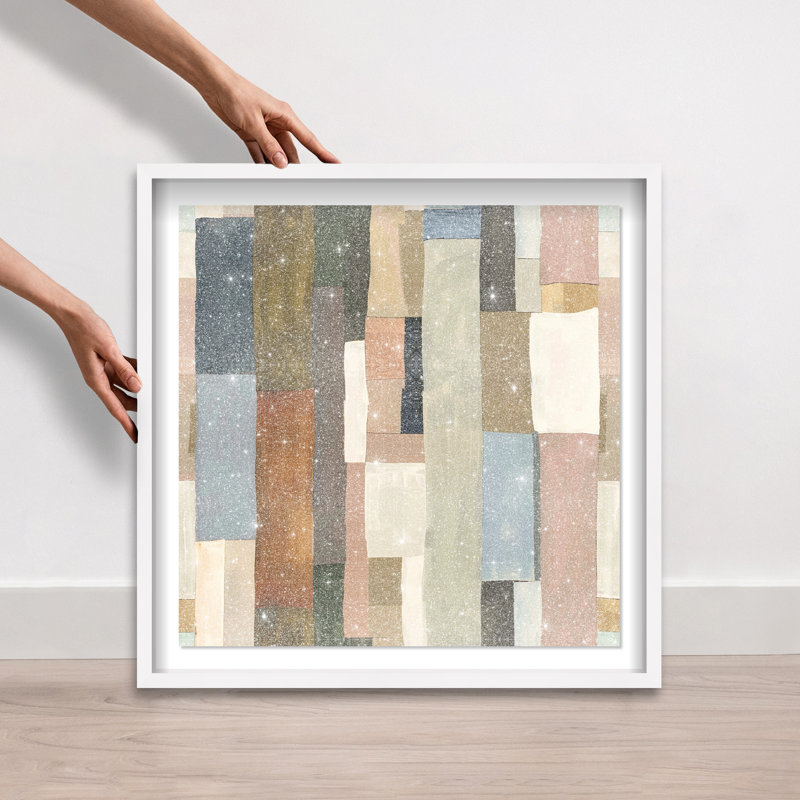 Beige Blocks II Shadowbox Abstract Print by Oliver Gal, Black Frame, 12 x 12, 25.5"H x 25.5"W, White Frame