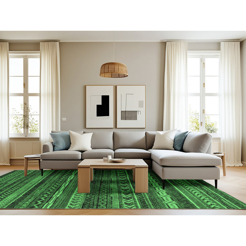 Washable Geometric Indoor Rug, Rectangle 8' x 10'