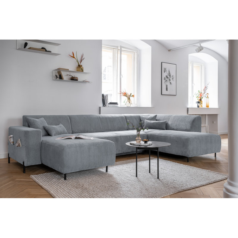 Cuddly Mia Corner Sofa Bed U-Form, Right facing, Light Grey
