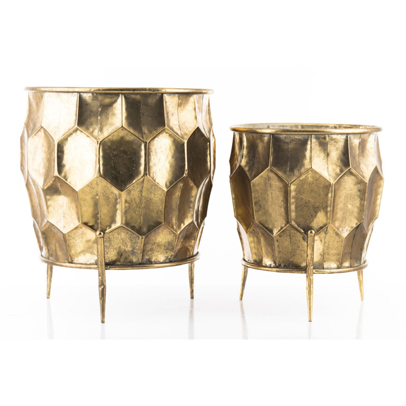 Ballajura Metal Pot Planter, Golden