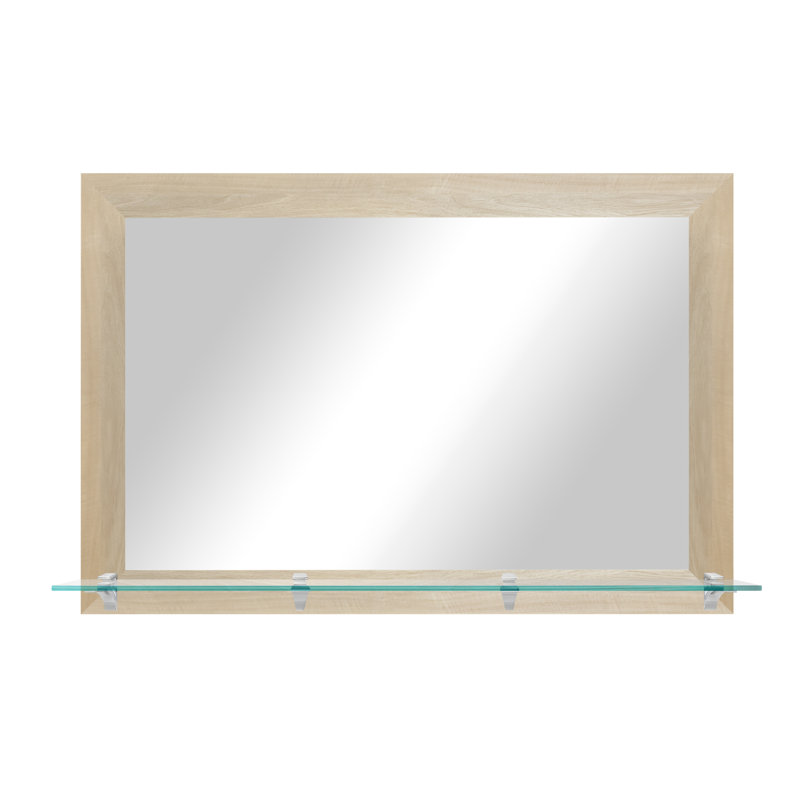 Matsuichi Mirror with Shelves, 27" x 54.5", Blonde Maple/Silver