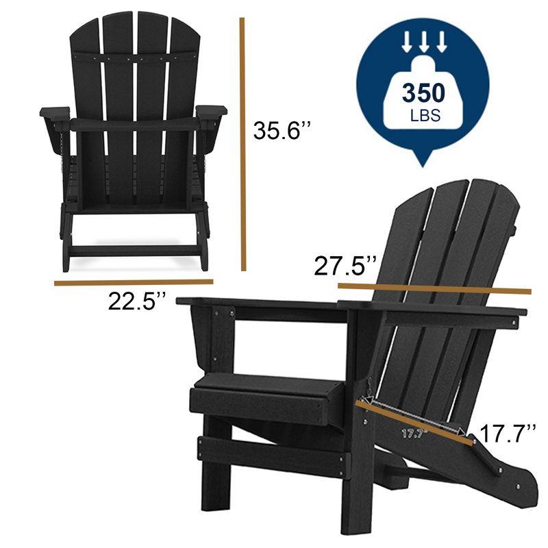 Chaise Adirondack pliante en résine, Noir