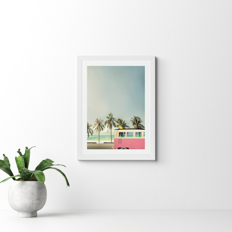 Surf Bus Pink by Design Fabrikken, 19.5" H x 15" W x 0.75" D, Matte White