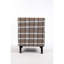 Fauteuil de salon rembourré, lin rayé bleu blanc, design rétro confortable, stable et rétro intemporel,