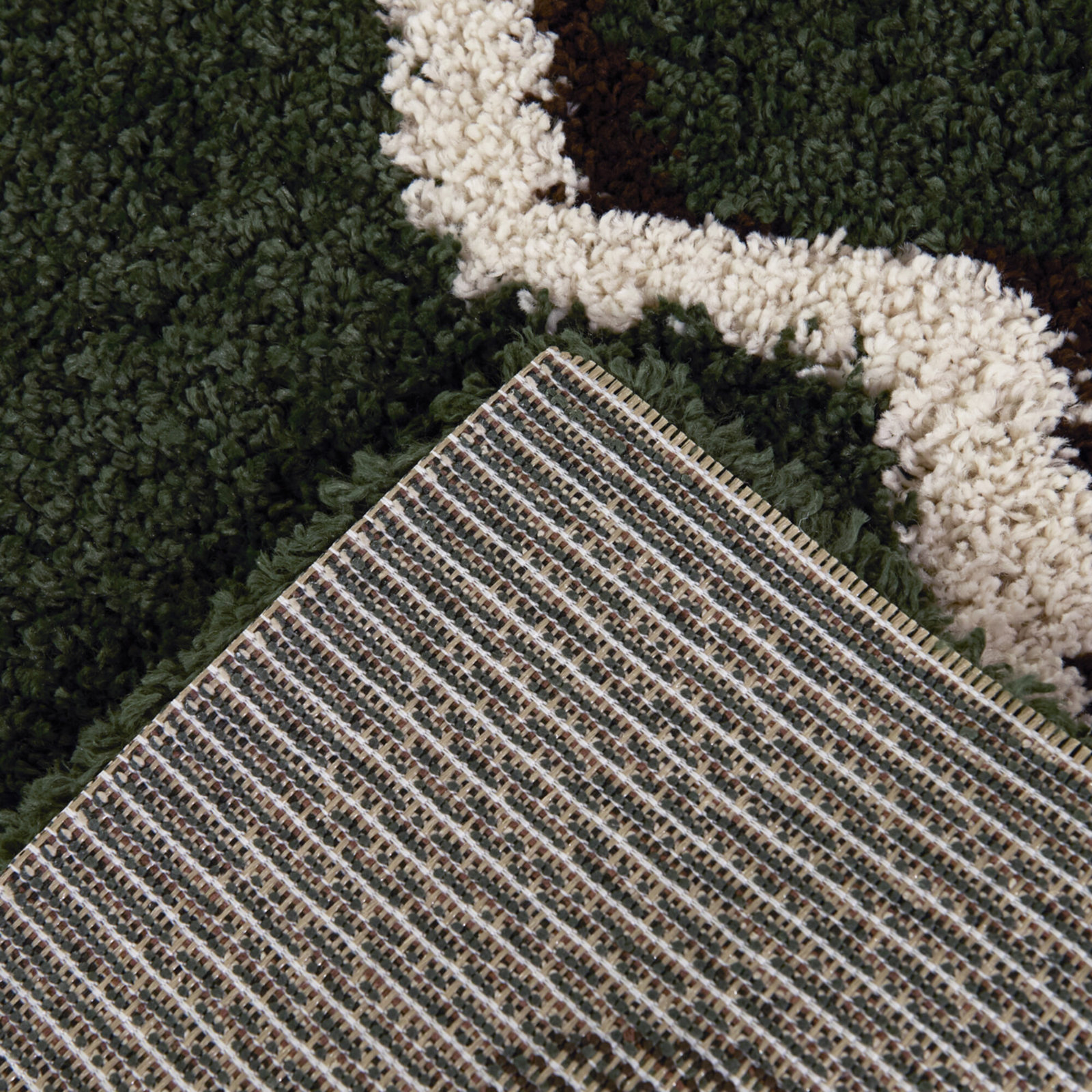 Green Border Shag Rug, Rectangle 7'10.5" x 10'0.1"