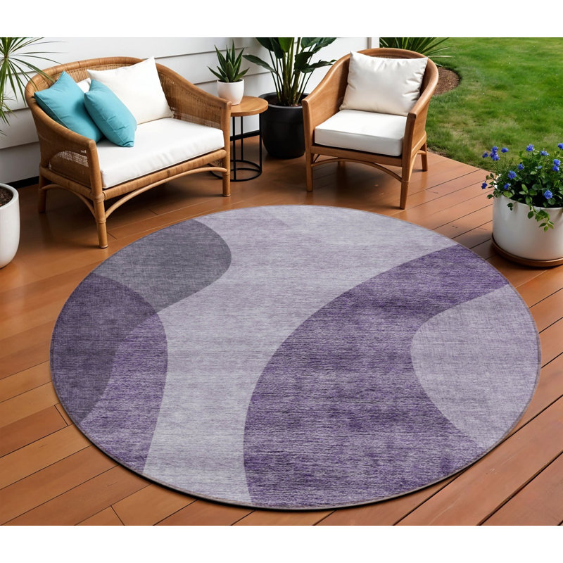 Tapis rond lavable et aubergine 8 po