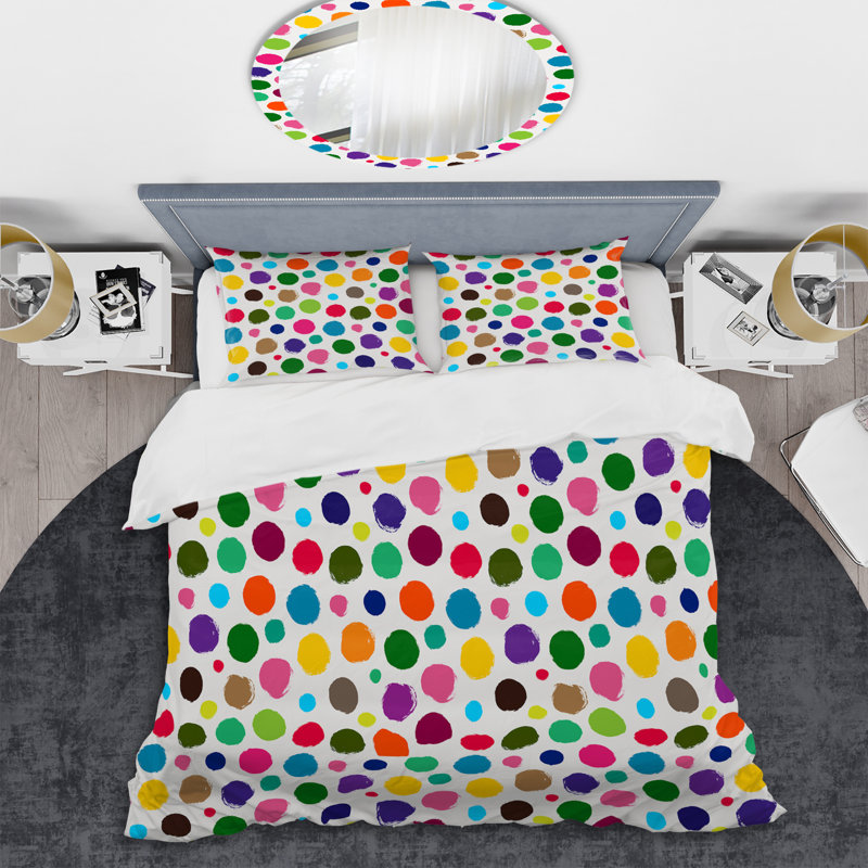 Ensemble de housse de couette en microfibre blanc / rose / vert 2 pièces, Housse de couette pour très grand lit et 2 très