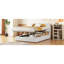 Lit plateforme blanc en molleton avec solution de rangement hydraulique pratique et luxueux-1840006868
