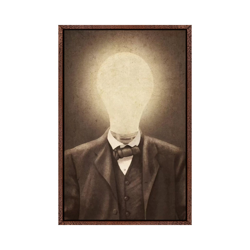The Idea Man 1 Piece Painting on Canvas, 101.6 cm H x 66.04 cm W, Classic Brown Wood Framed