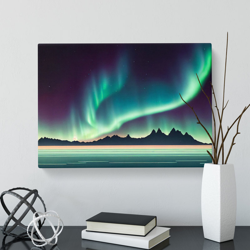 Colours Of The Aurora Borealis - Wrapped Canvas Print, 35cm H x 50cm W x 3cm D