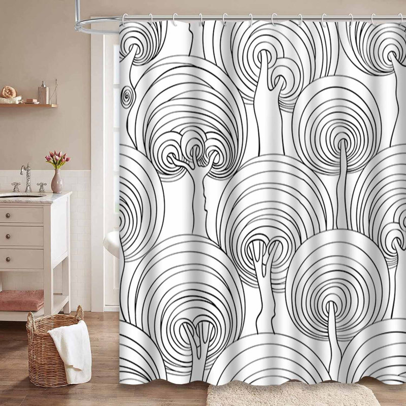 Rideau de douche imperméable à motif psychédélique avec 12 crochets, L 72 po x l 84 po